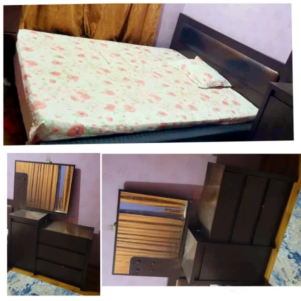 غرفة نوم ملكي خشب تركي قوي سرير+ تسريحة